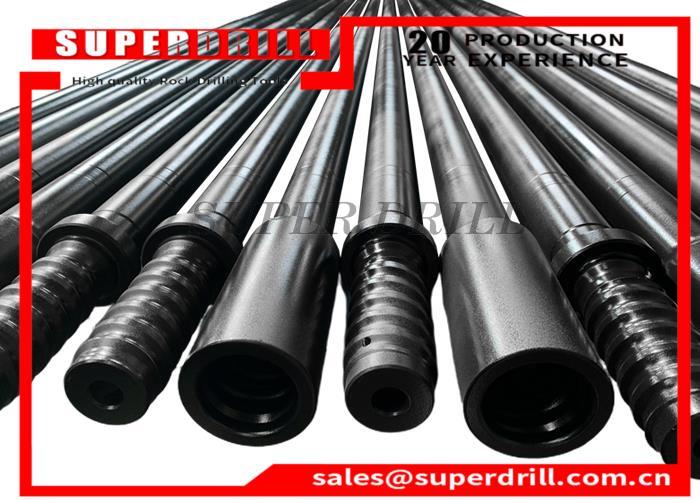 T45 Round 46 Mf Top Hammer Drilling Tools Threaded Rock Drill Extension Drifting Drill Rod For Underground Mining