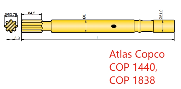 90515896, 90515967 Atlas Copco COP 1440 and COP 1838 Shank Adapters for Bolting