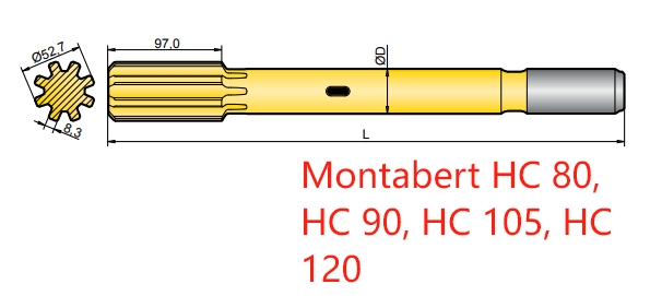 Montabert HC 80, HC 90, HC 105, HC 120 (Drifting) Shank Adapters